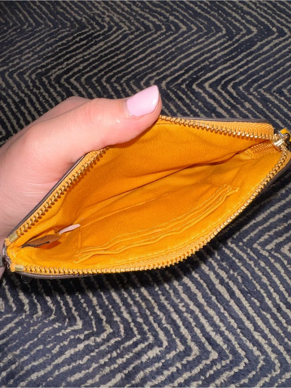 Coach Mustard Yellow Leather Wristlet with Detachable Strap